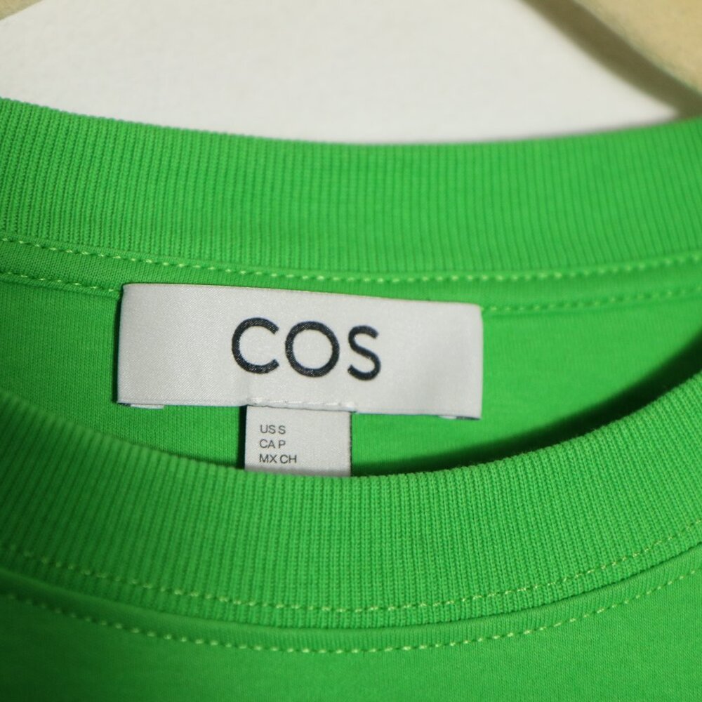 COS Cotton Green Long Sleeve Shirt Womens Small Crewneck Capsule Minimalist - Picture 3 of 6
